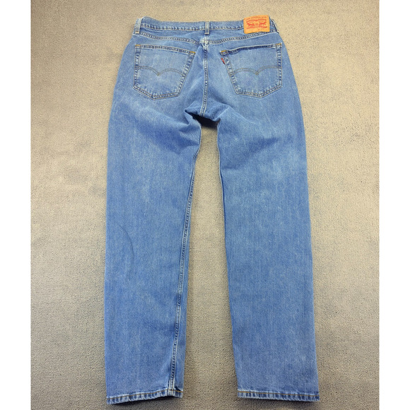 Levi's 505 Jeans Mens 36x34 Blue Denim Regular Fit Straight Leg Mid-Rise Zip Fly - Picture 2 of 8
